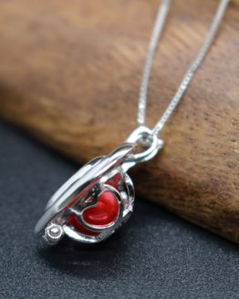 terling silver heart cage pendant