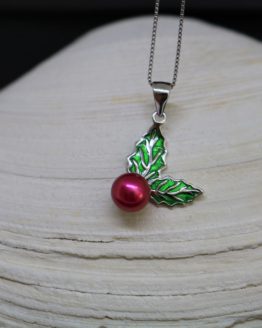 Sterling Silver Christmas Holly Necklace