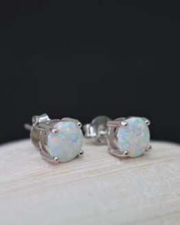 White Opal Sterling Silver Earrings