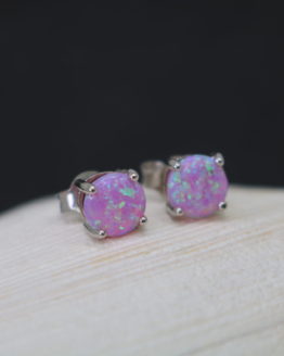 Pink Opal Sterling Earrings