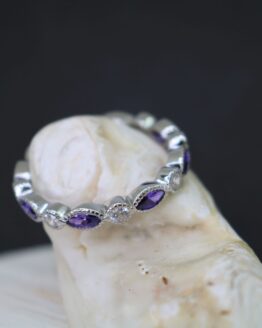 Sterling Silver Marquise Amethyst Gemstone Ring