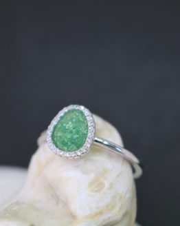 Green Sunburst Gemstone Sterling Silver Ring