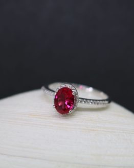 Sterling Silver Oval Ruby Ring