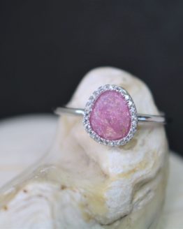Sterling Silver Pink Sunburst Gemstone RIng