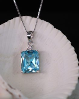 Sterling Silver Aqua Blue Topaz Necklace