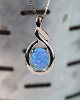 Sterling Silver Lavandar Blue Opal Pendant