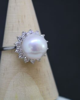large pearl sterling silver ring