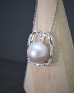 sterling silver large pearl necklace