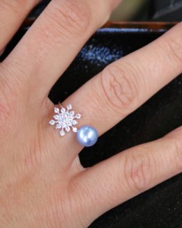 Sterling Silver Snowflake Pearl Ring