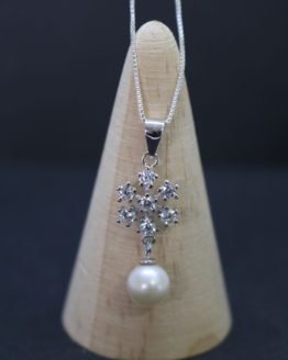 Sterling Silver Pearl Snowflake Necklace