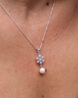 Sterling Silver Pearl Snowflake Necklace