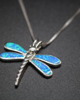 Blue Opal Dragonfly Necklace