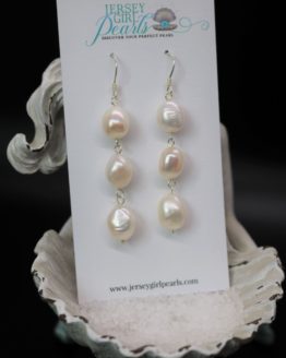 sterling silver ivory pearl cascading earrings