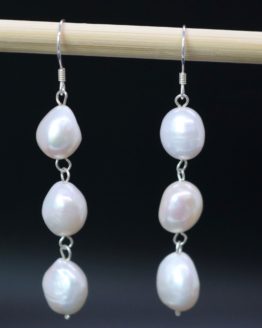 sterling silver pearl cascade earrings with ivory pearls