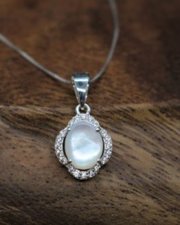 mother of pearl sterling silver necklace