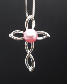 sterling silver pearl cross necklace