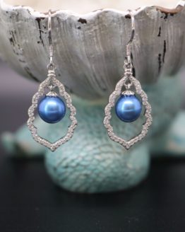 diamond and pearl dangle earrings