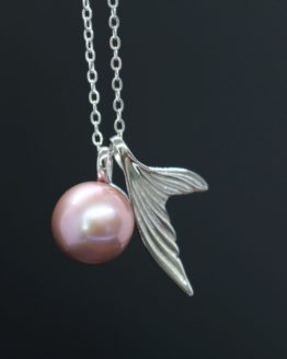 sterling silver whale tail pearl necklace