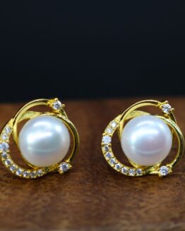 gold pearl post earrings