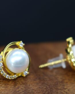 gold pearl post earrings