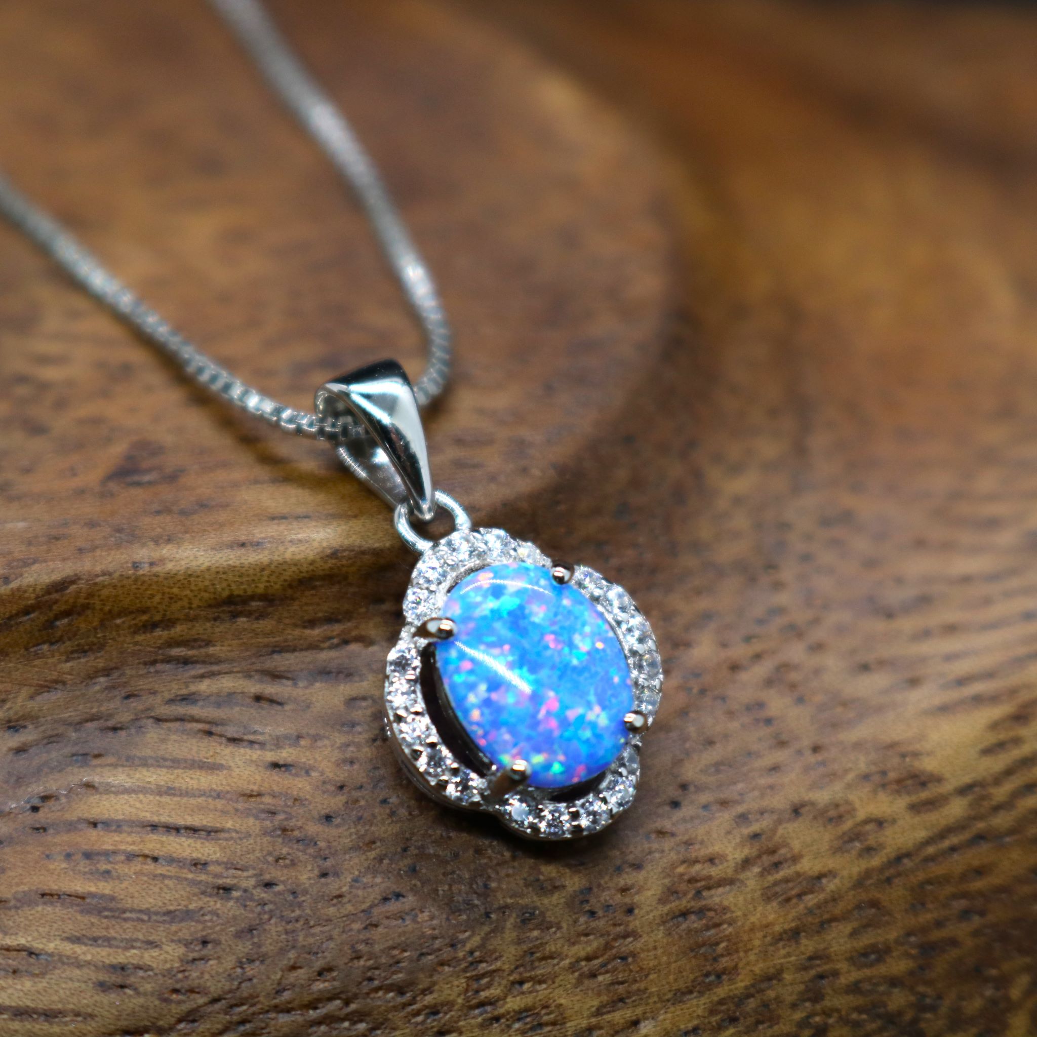 lavender and blue opal sterling silver necklace